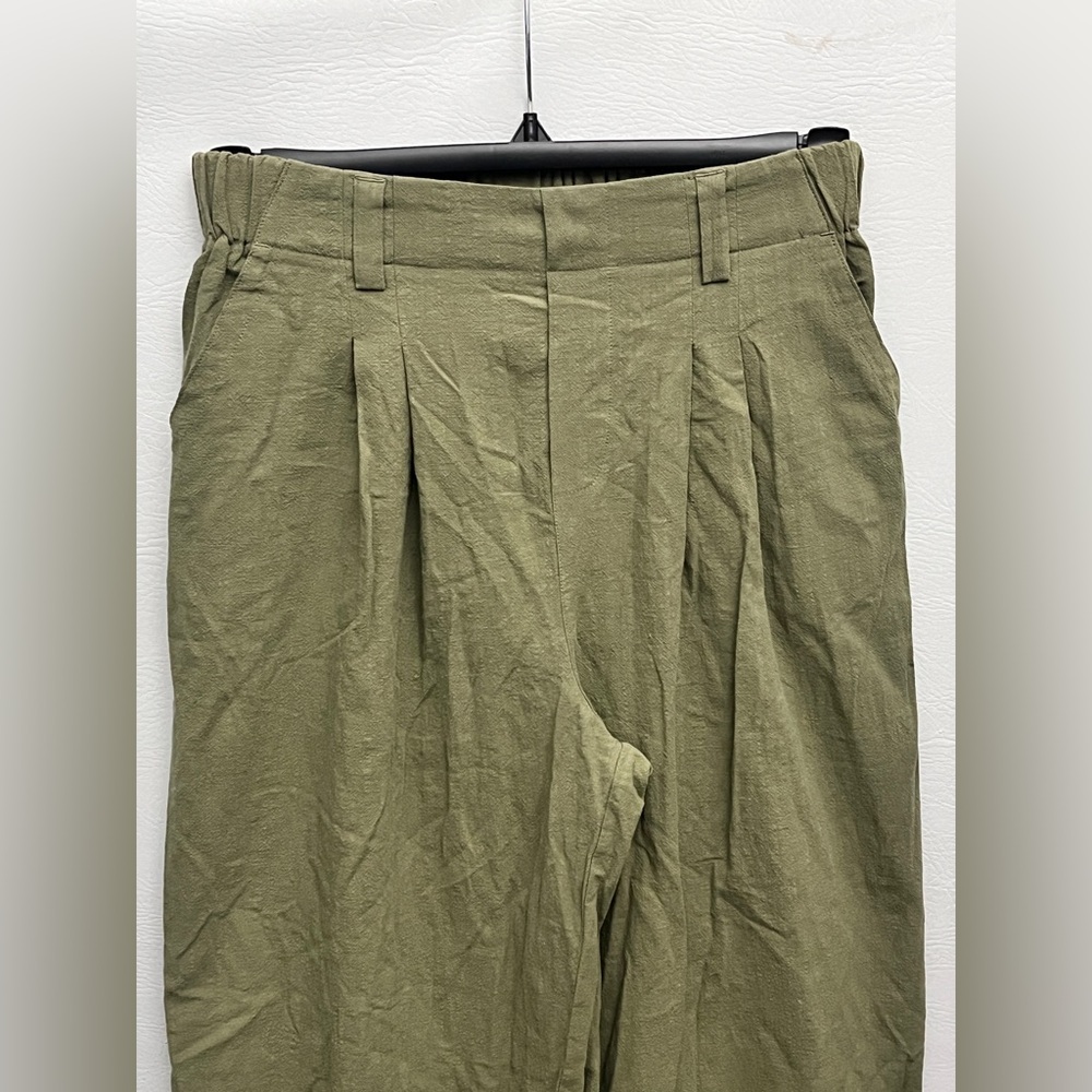 Halara High Waisted Pocket Wide Leg Olive Green Casual Linen-Feel Pants Small - Picture 3 of 13